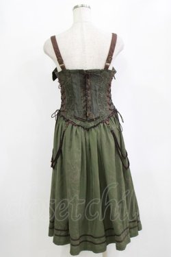 画像3: OZZ ANGELO / 薔薇十字刺繍ビスチェオーバーワンピース  カーキ H-26-02-10-035-OO-OP-KB-ZH