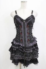 OZZ ANGELO / 薔薇刺繍フリルビスチェワンピース  グレー H-26-02-10-036-OO-OP-KB-ZH