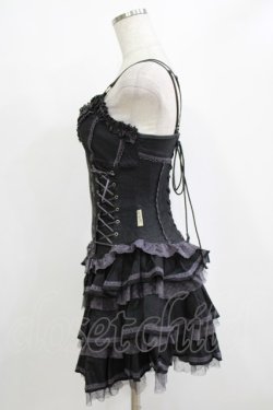 画像2: OZZ ANGELO / 薔薇刺繍フリルビスチェワンピース  グレー H-26-02-10-036-OO-OP-KB-ZH