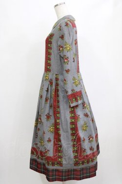 画像2: Jane Marple Dans Le Salon / Flowers of Jouy scarf Tartan check hem dress  グレー H-26-02-10-005-JM-OP-KB-ZH