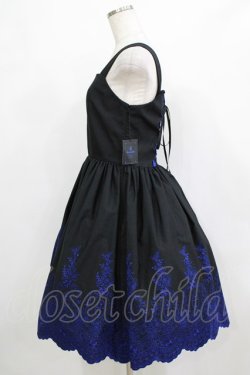 画像2: Moi-meme-Moitie / Rose Garden刺繍ジャンパースカート 9号 黒×青 H-26-02-10-001-MO-OP-KB-ZH