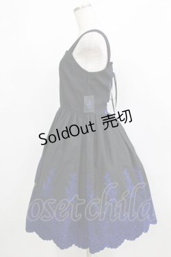 画像2: Moi-meme-Moitie / Rose Garden刺繍ジャンパースカート 9号 黒×青 H-26-02-10-001-MO-OP-KB-ZH