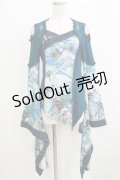 Ozz oneste / 和チャイナ着物トップス  ブルーグリーン H-26-02-10-051-OO-TO-KB-ZH