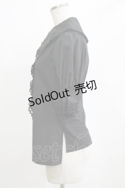 画像2: Moi-meme-Moitie / スカラップコットンレースパフ袖ブラウス 9号 黒 H-26-02-10-055-MO-BL-KB-ZH