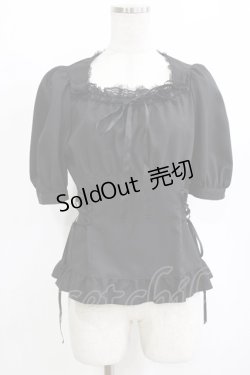 画像1: MIHO MATSUDA / レースアップブラウス  ブラック H-26-02-10-056-GO-BL-KB-ZH