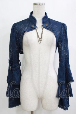 画像1: OZZ ANGELO / レースショートボレロ  ネイビー H-26-02-10-058-OO-TO-KB-ZH