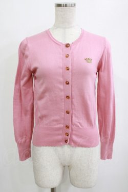 画像1: Jane Marple / クラウンEmbカーディガン  ピンク H-26-02-10-063-JM-TO-KB-ZH