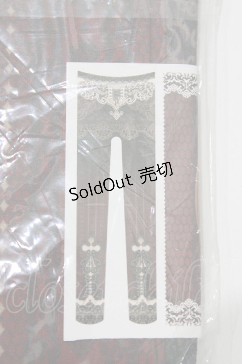 画像3: abilletage / ANKLE DECORATION DIAMOND＆CLUB コルセットタイツ  レッド H-26-02-10-070-GO-ZA-KB-ZH (3)