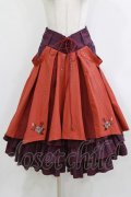 Ozz oneste / 椿刺繍スカート  オレンジ×紫 H-26-02-10-011-OO-SK-KB-ZH