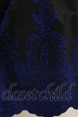 画像4: Moi-meme-Moitie / Rose Garden刺繍ジャンパースカート 9号 黒×青 H-26-02-10-001-MO-OP-KB-ZH