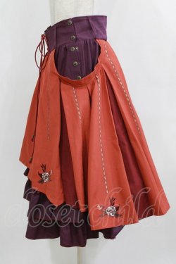 画像2: Ozz oneste / 椿刺繍スカート  オレンジ×紫 H-26-02-10-011-OO-SK-KB-ZH