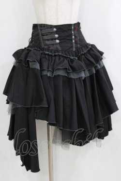 画像1: Ozz oneste / 薔薇刺繍イレギュラースカート  黒 H-26-02-10-012-OO-SK-KB-ZH