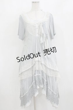 画像1: h.NAOTO / おててレースヨーク切替ワンピース  サックス H-26-02-10-018-HN-OP-KB-ZH