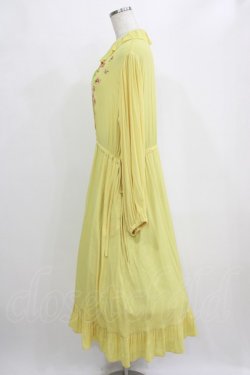 画像2: Jane Marple / クレープジョーゼットThistle embroideryドレス  イエロー H-26-02-11-004-JM-OP-KB-ZH