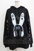 LISTEN FLAVOR / サイバーうさ耳ヘッドホンパーカー F 黒 H-26-02-11-041-PU-TO-AK-ZH