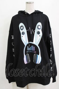 画像1: LISTEN FLAVOR / サイバーうさ耳ヘッドホンパーカー F 黒 H-26-02-11-041-PU-TO-AK-ZH