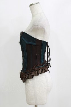 画像2: Ozz oneste / ナポレオンオーバーバストコルセット  ブラウン×グリーン H-26-02-11-045-OO-TO-KB-ZH