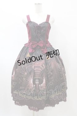 画像1: axes femme kawaii / リブラリーアビスチェ風ワンピース M ワイン H-26-02-11-1034-AX-BL-NS-ZH