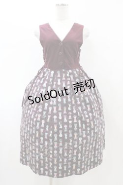 画像1: axes femme POETIQUE / アリス　鍵穴柄ジャンスカ M ワイン H-26-02-11-1035-AX-OP-NS-ZH