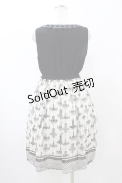 画像2: axes femme / シャンデリア柄切替ワンピース M 生成り/ブラック H-26-02-11-1037-AX-OP-NS-ZH