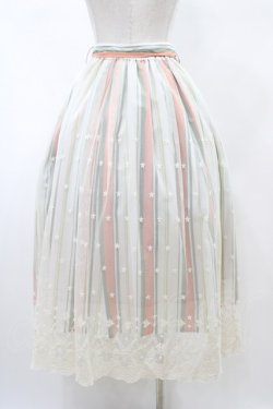 画像2: axes femme / レース重ねストライプスカート M オフ/オレンジ/グリーン H-26-02-11-1043-AX-SK-NS-ZH