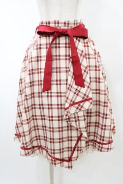 画像1: axes femme POETIQUE / チェックラッフルフリルスカート M レッド H-26-02-11-1047-AX-SK-NS-ZH