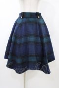 axes femme / シャギーチェックイレヘムスカート M グリーン/ネイビー H-26-02-11-1048-AX-SK-NS-ZH