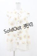 axes femme / ひまわり柄ノースリブラウス M オフ H-26-02-11-1050-AX-BL-NS-ZH
