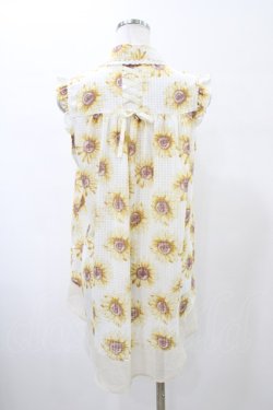 画像2: axes femme / ひまわり柄ノースリブラウス M オフ H-26-02-11-1050-AX-BL-NS-ZH