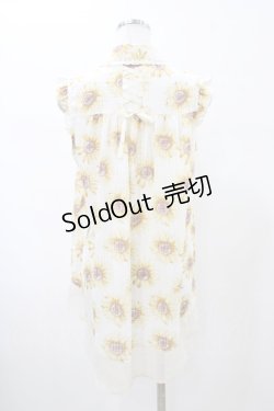 画像2: axes femme / ひまわり柄ノースリブラウス M オフ H-26-02-11-1050-AX-BL-NS-ZH