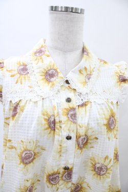 画像3: axes femme / ひまわり柄ノースリブラウス M オフ H-26-02-11-1050-AX-BL-NS-ZH