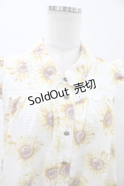 画像3: axes femme / ひまわり柄ノースリブラウス M オフ H-26-02-11-1050-AX-BL-NS-ZH