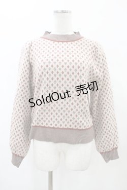 画像1: axes femme POETIQUE / トランプ柄ニット M ベージュ H-26-02-11-1056-AX-TO-NS-ZH