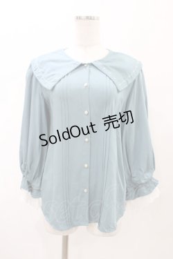 画像1: axes femme POETIQUE / 襟刺繍ボリューム袖ブラウス M グリーン H-26-02-11-1057-AX-BL-NS-ZH