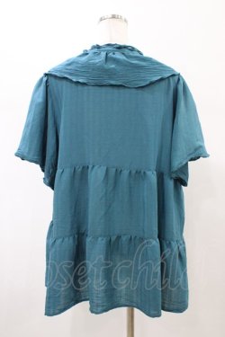 画像2: axes femme / 刺繍襟ティアードチュニック M Bグリーン H-26-02-11-1058-AX-BL-NS-ZH