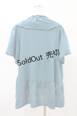 画像2: axes femme / 刺繍襟ティアードチュニック M Bグリーン H-26-02-11-1058-AX-BL-NS-ZH