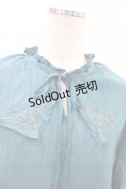 画像3: axes femme / 刺繍襟ティアードチュニック M Bグリーン H-26-02-11-1058-AX-BL-NS-ZH