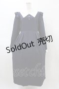DearMyLove / 配色角襟フリルタック長袖ワンピース 3L ネイビー H-26-02-11-1017-EL-OP-NS-ZH
