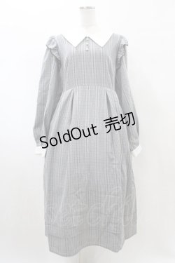 画像1: DearMyLove / 配色角襟フリルタック長袖ワンピース 3L ブラック H-26-02-11-1019-EL-OP-NS-ZH