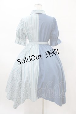 画像2: axes femme / バイカラー半袖ワンピ M ブルー H-26-02-11-1024-AX-OP-NS-ZH