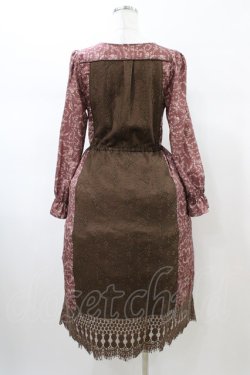 画像2: axes femme / レース×花柄切替ガウンワンピース M ブラウン H-26-02-11-1026-AX-OP-NS-ZH