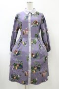 axes femme POETIQUE / ラ レコルト柄シャツワンピース M パープル H-26-02-11-1028-AX-OP-NS-ZH