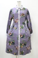 画像1: axes femme POETIQUE / ラ レコルト柄シャツワンピース M パープル H-26-02-11-1028-AX-OP-NS-ZH (1)
