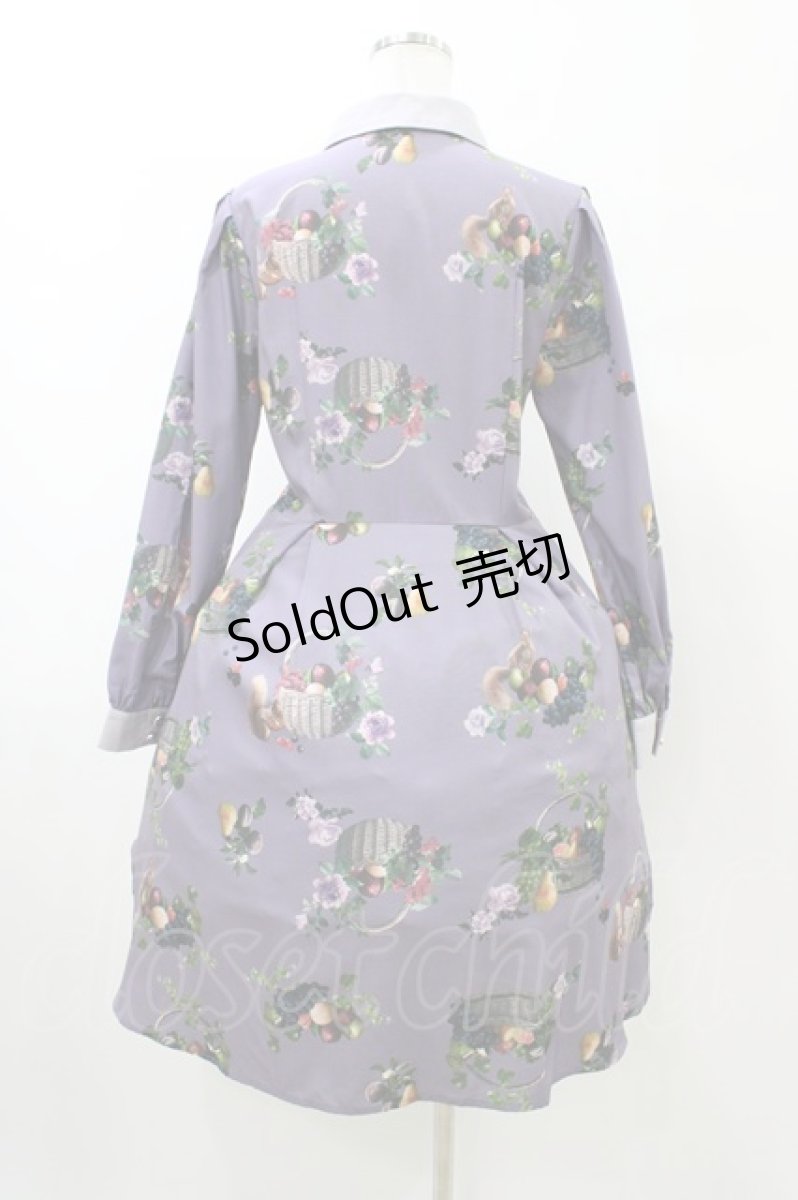 画像2: axes femme POETIQUE / ラ レコルト柄シャツワンピース M パープル H-26-02-11-1028-AX-OP-NS-ZH (2)