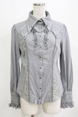 画像1: Rozen Kavalier / チェーン付き刺繍シャツ  グレー H-26-02-11-047-OO-BL-AK-ZH