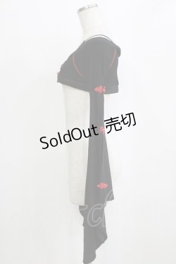 画像2: Qutie Frash / ベルト付き着物カットソー  黒 H-26-02-11-049-QU-TO-AK-ZH