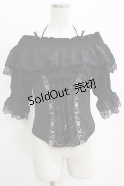 画像1: Ozz oneste / 薔薇刺繍オフショルダープルオーバー  ブラック H-26-02-11-066-OO-TO-KB-ZH