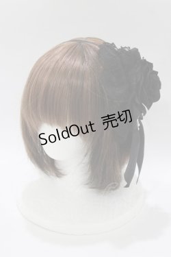 画像1: ATELIER PIERROT / 薔薇レースカチューシャ  黒 H-26-02-11-075-EL-AC-AK-ZH