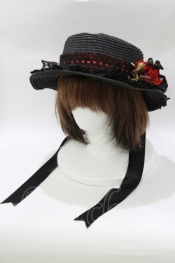 画像1: system'id' / コサージュストローハット  ブラック H-26-02-11-077-EL-AC-KB-ZH