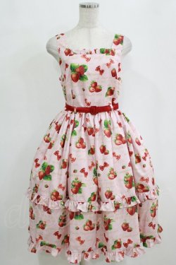 画像1: Emily Temple cute / Mellow Strawberryノースリーブワンピース M ピンク H-26-02-11-011-ET-OP-KB-ZH